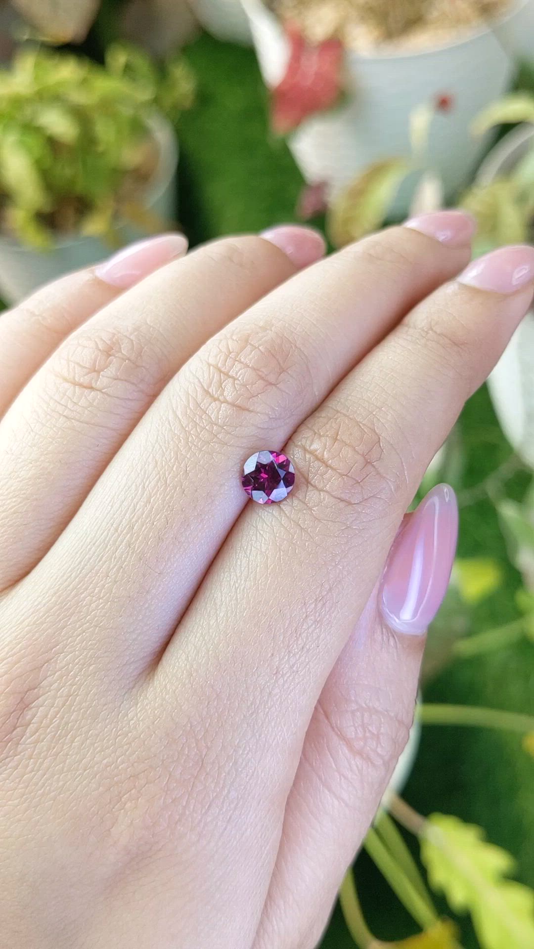 1.14 Ct. Pinkish Purple Rhodolite Garnet from Ceylon (Sri Lanka) Size Video