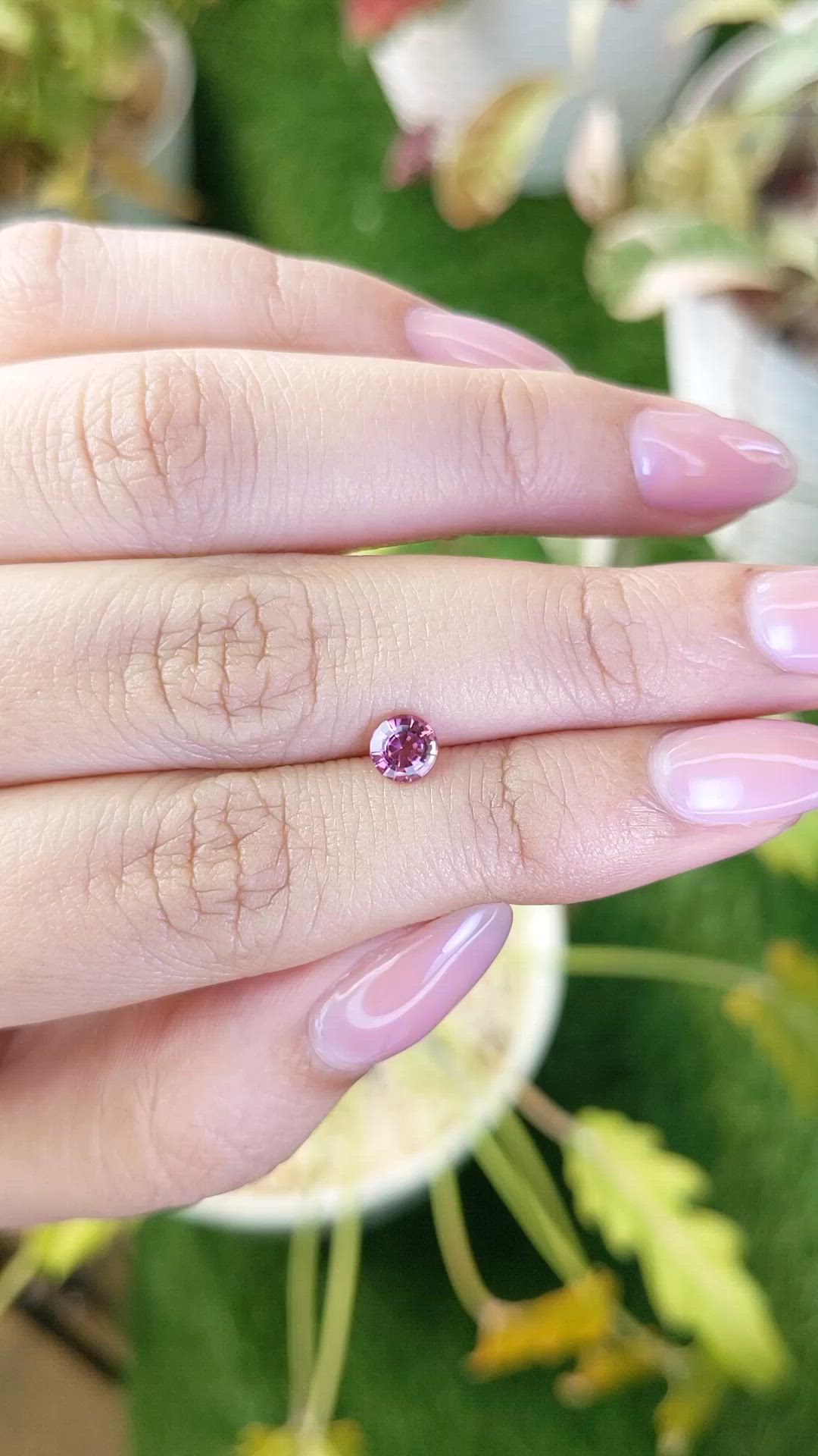 0.63 Ct. Purplish Pink Rhodolite Garnet from Ceylon (Sri Lanka) Size Video
