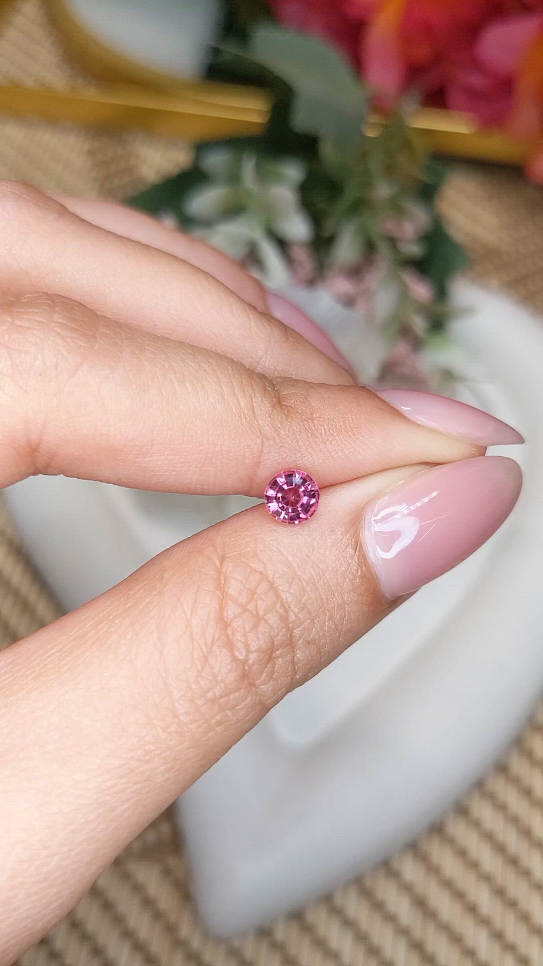 0.63 Ct. Purplish Pink Rhodolite Garnet from Ceylon (Sri Lanka) Size Video