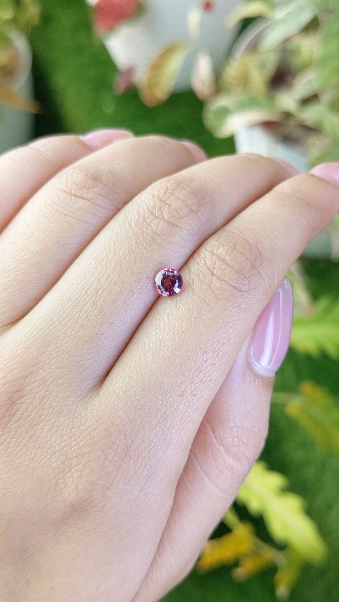 0.63 Ct. Purplish Pink Rhodolite Garnet from Ceylon (Sri Lanka) Size Video
