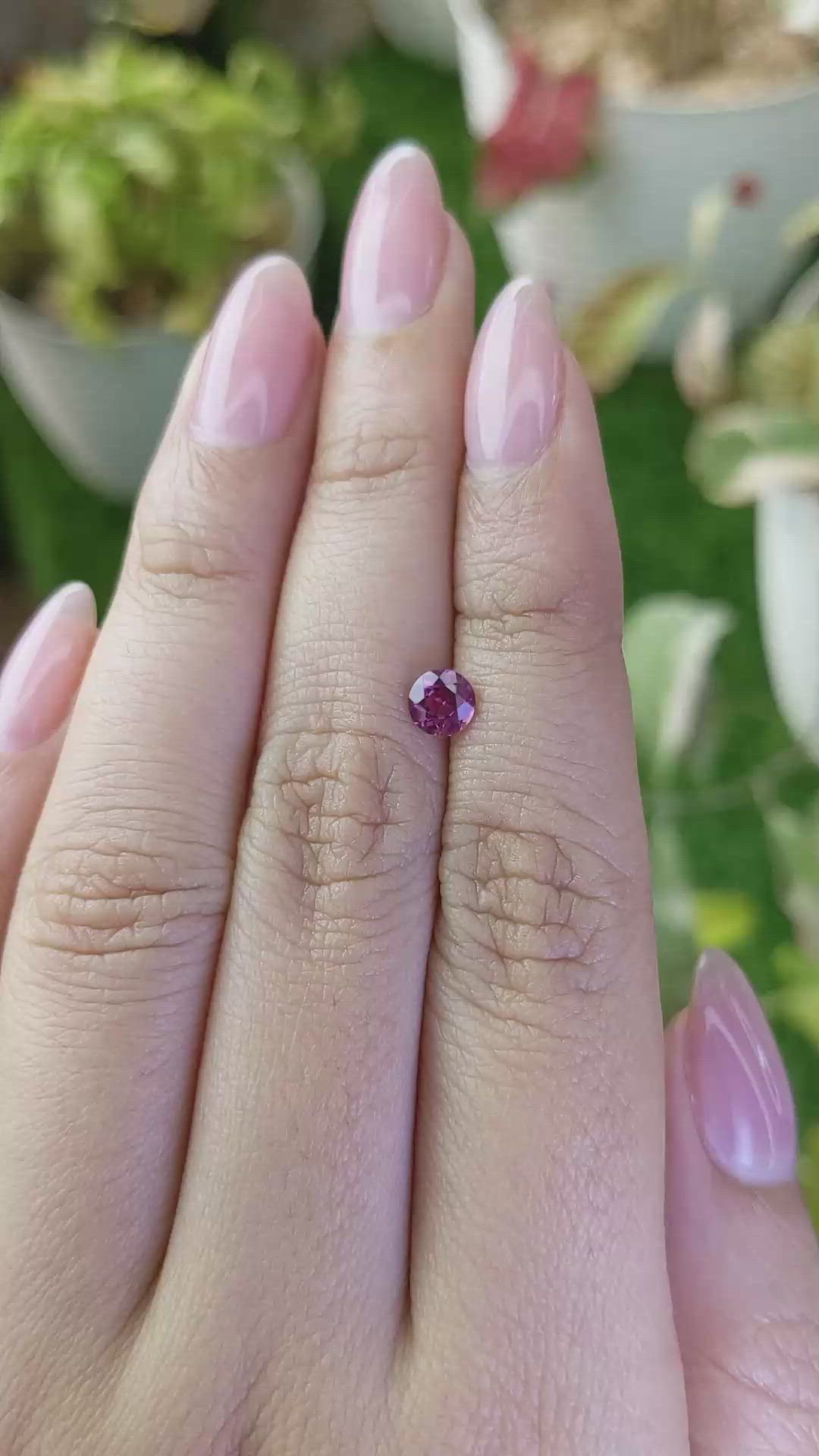 0.56 Ct. Purplish Pink Rhodolite Garnet from Ceylon (Sri Lanka) Size Video