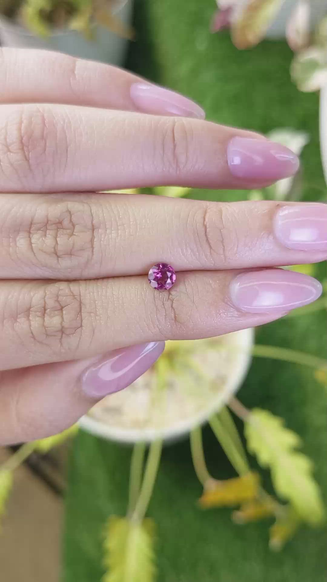 0.56 Ct. Purplish Pink Rhodolite Garnet from Ceylon (Sri Lanka) Size Video