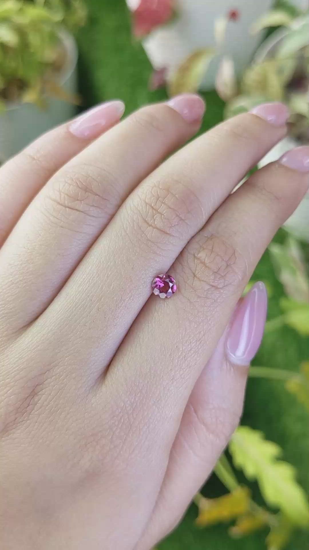0.56 Ct. Purplish Pink Rhodolite Garnet from Ceylon (Sri Lanka) Size Video