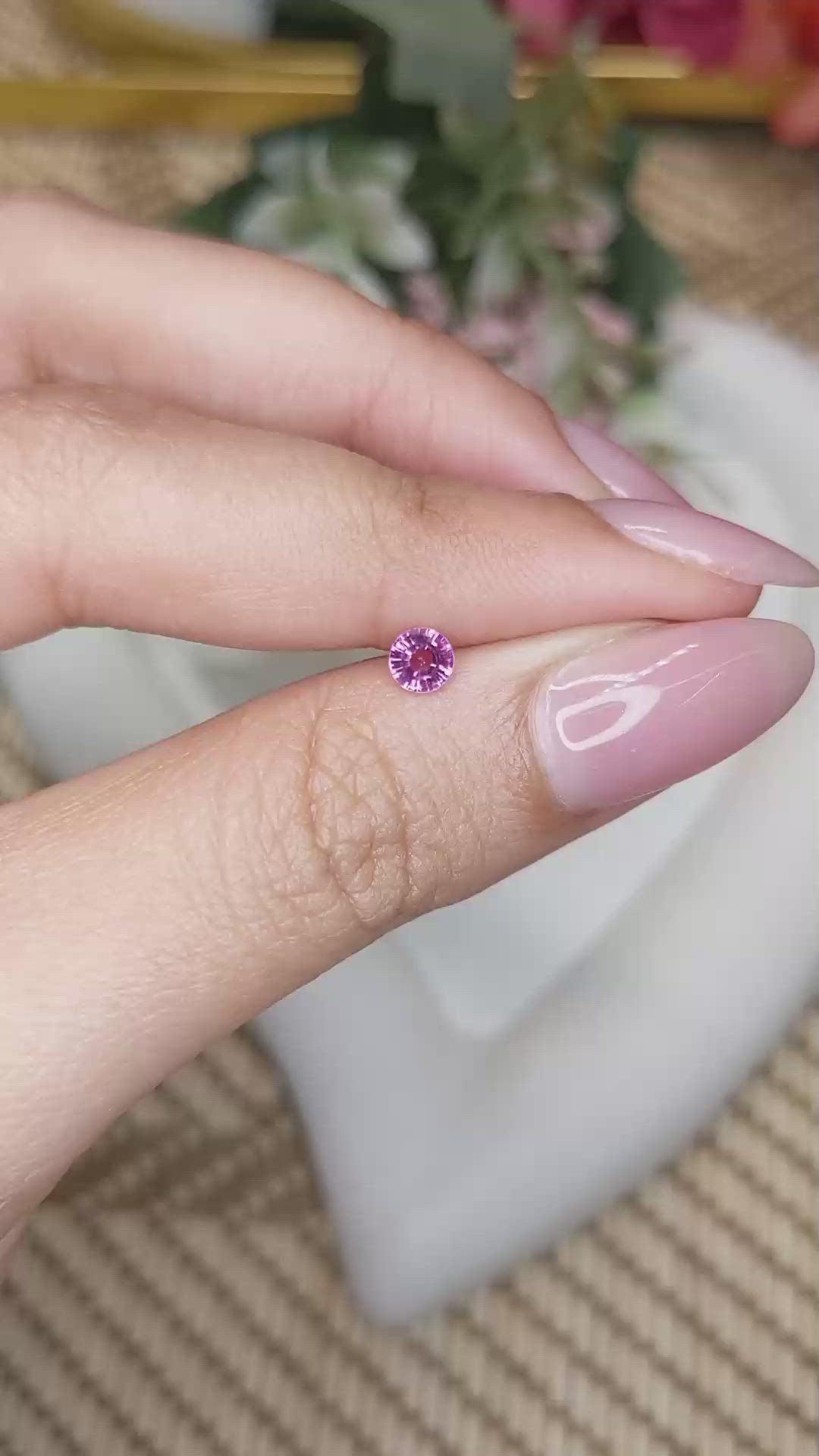 0.32 Ct. Pinkish Purple Rhodolite Garnet from Ceylon (Sri Lanka) Size Video