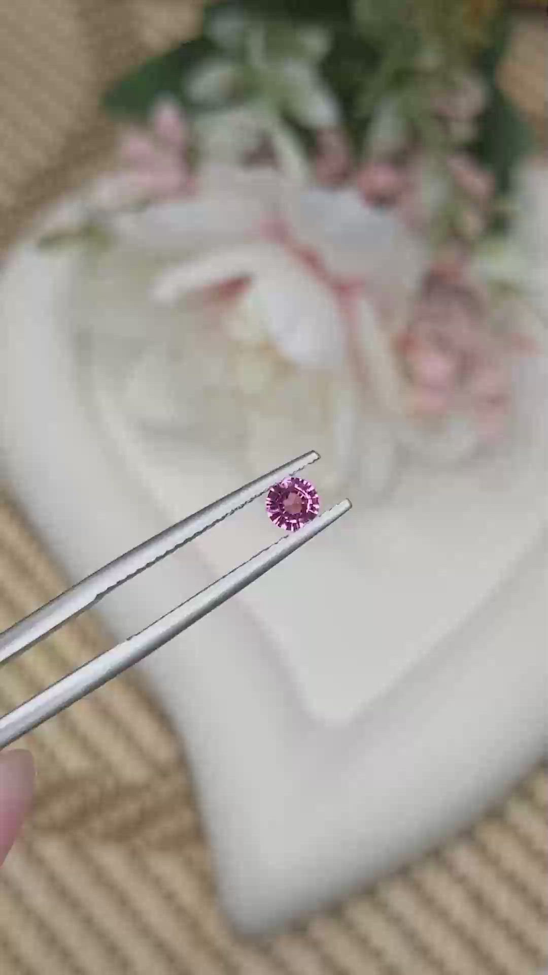 0.32 Ct. Pinkish Purple Rhodolite Garnet from Ceylon (Sri Lanka) Size Video
