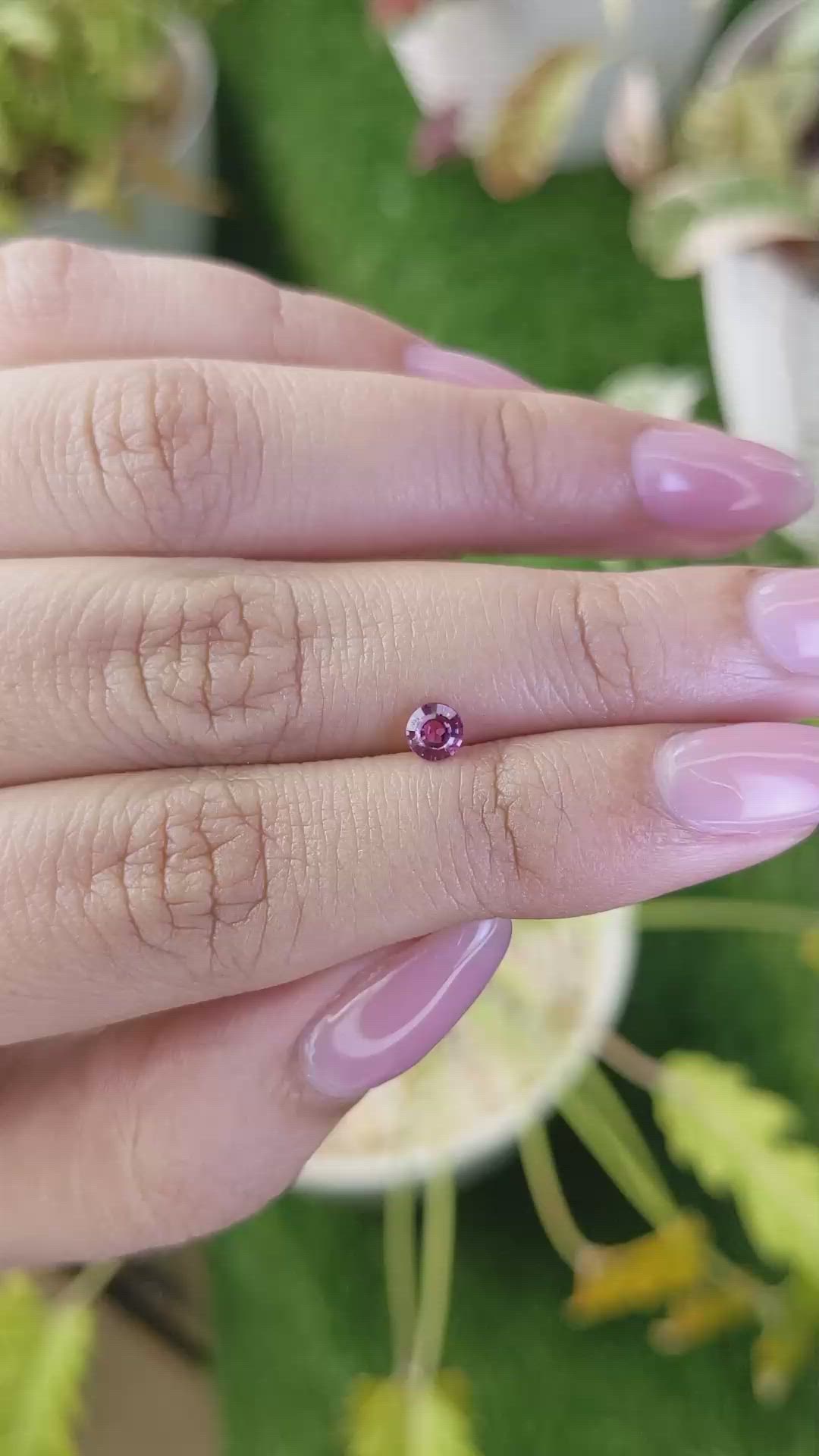 0.32 Ct. Pinkish Purple Rhodolite Garnet from Ceylon (Sri Lanka) Size Video
