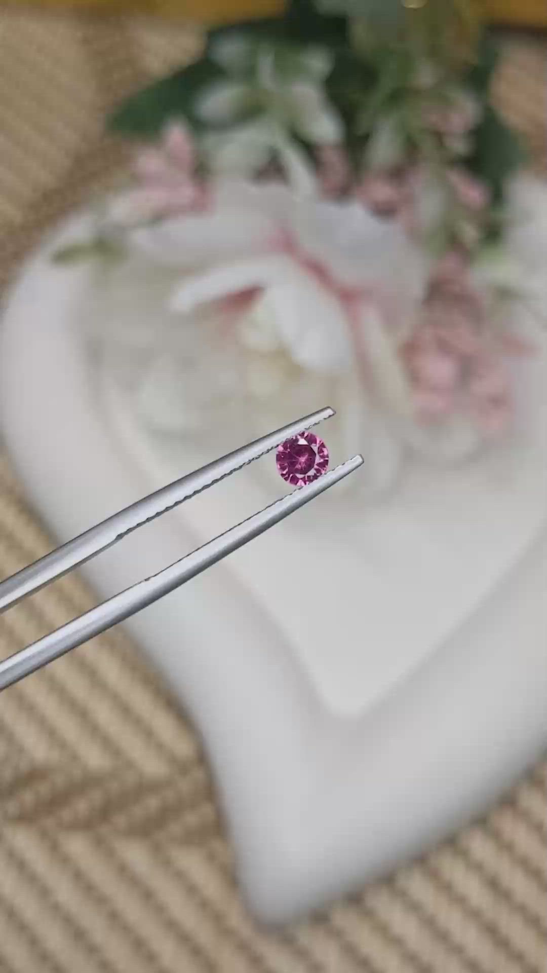 0.39 Ct. Purplish Pink Rhodolite Garnet from Ceylon (Sri Lanka) Size Video