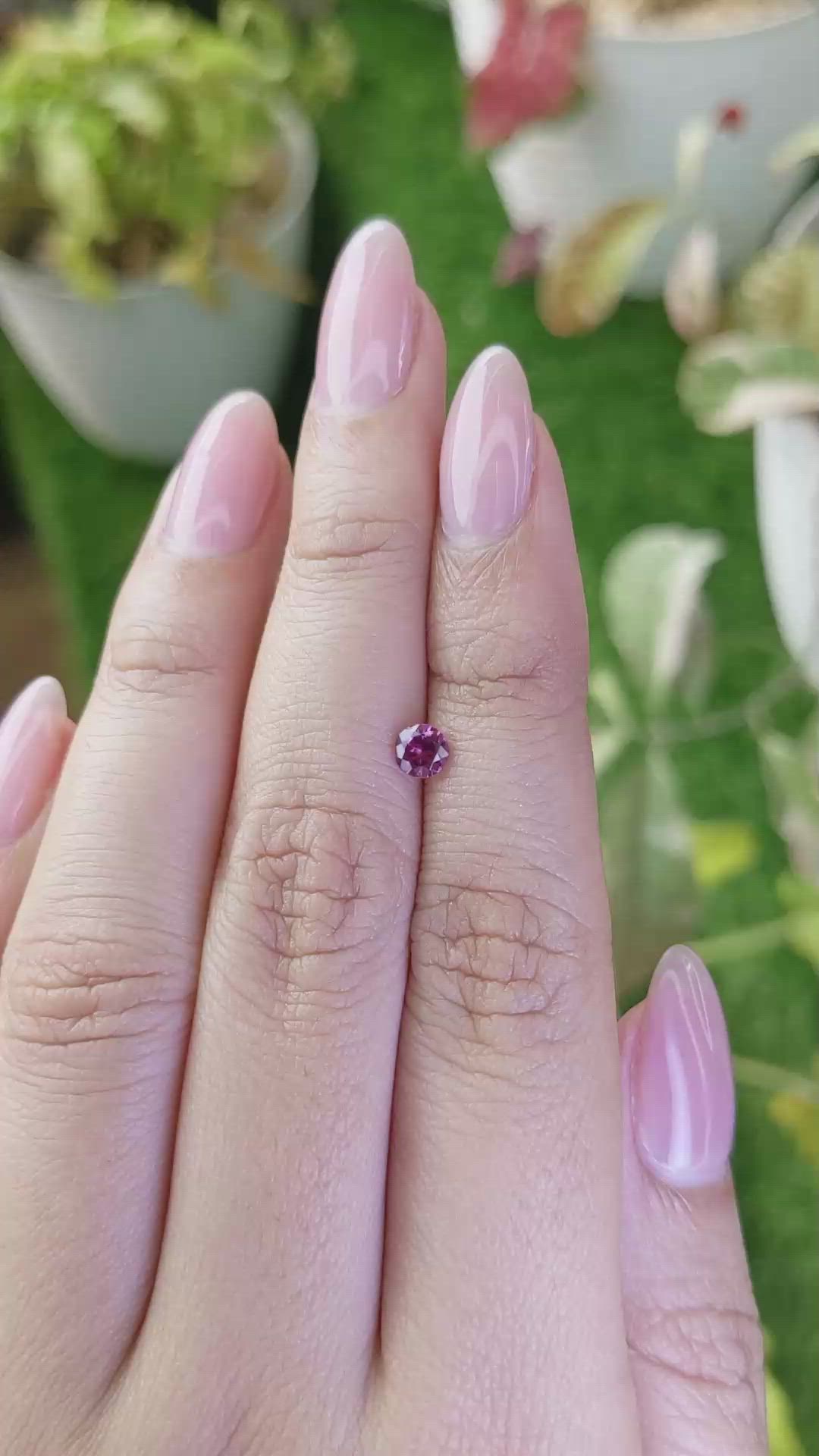 0.39 Ct. Purplish Pink Rhodolite Garnet from Ceylon (Sri Lanka) Size Video