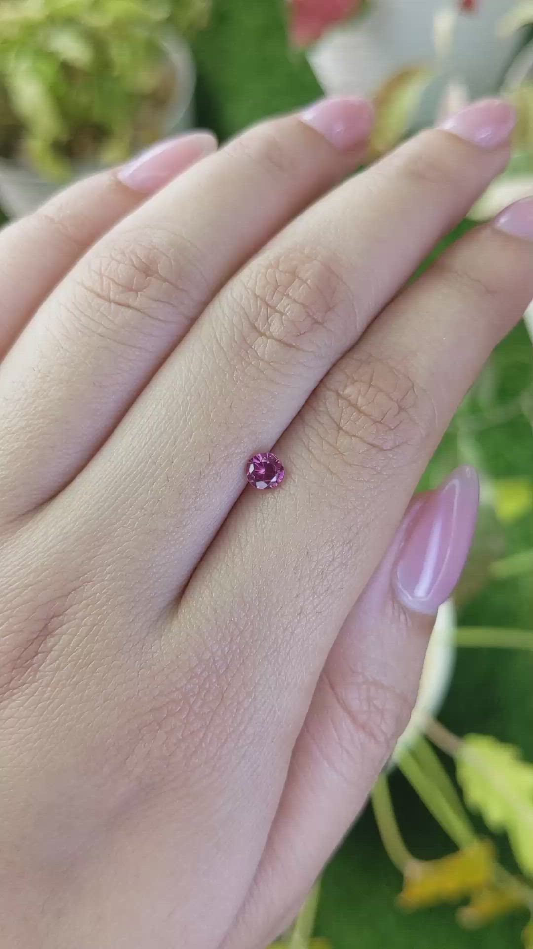 0.39 Ct. Purplish Pink Rhodolite Garnet from Ceylon (Sri Lanka) Size Video
