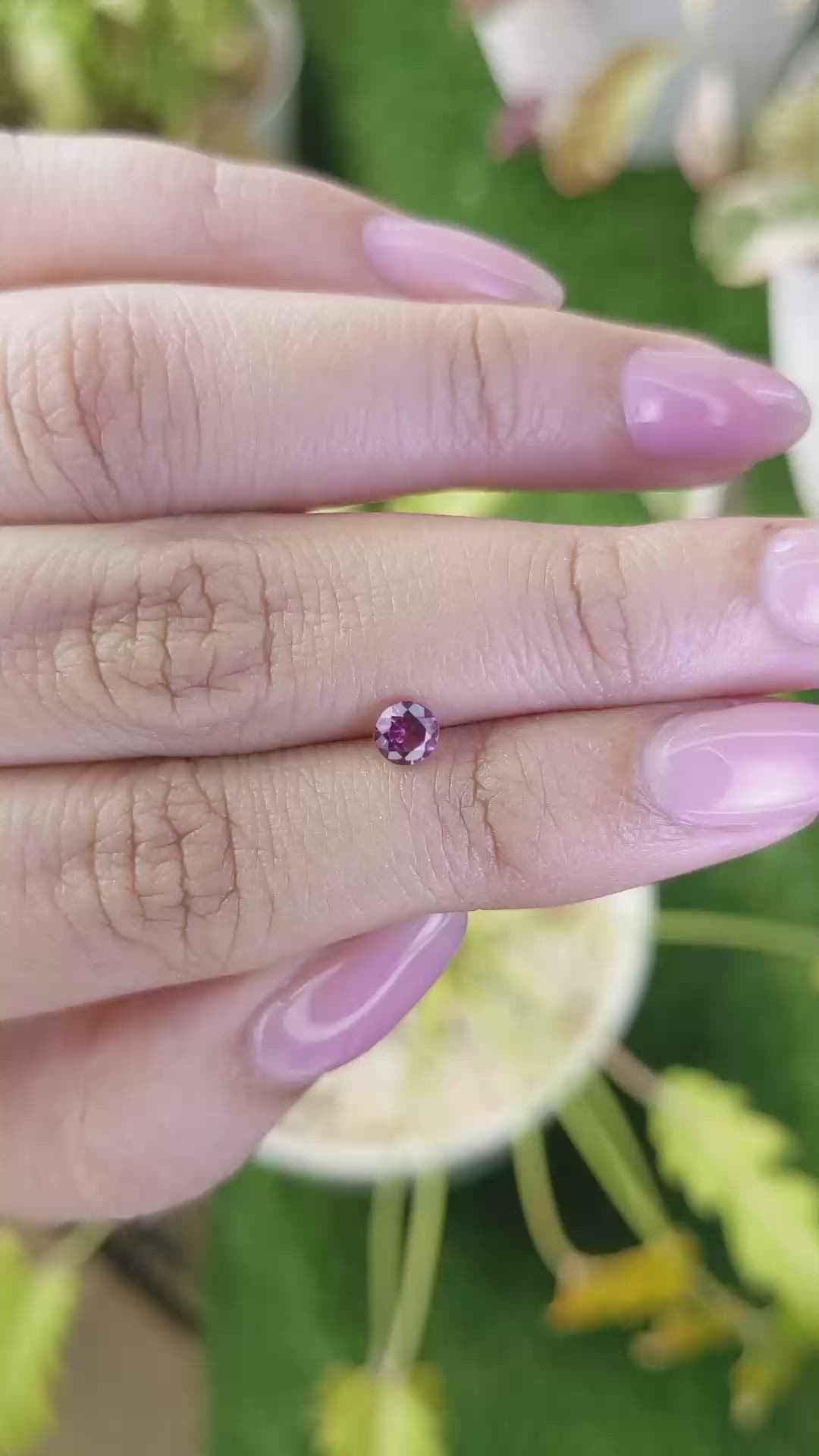 0.39 Ct. Purplish Pink Rhodolite Garnet from Ceylon (Sri Lanka) Size Video