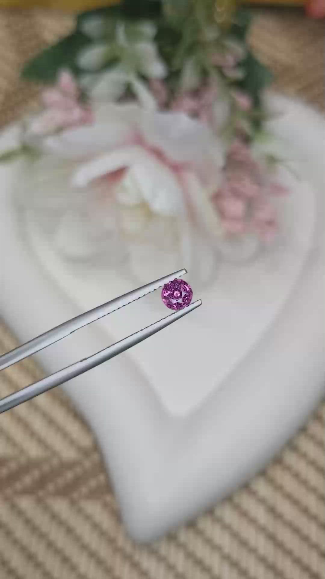 0.52 Ct. Reddish Purple Rhodolite Garnet from Ceylon (Sri Lanka) Size Video