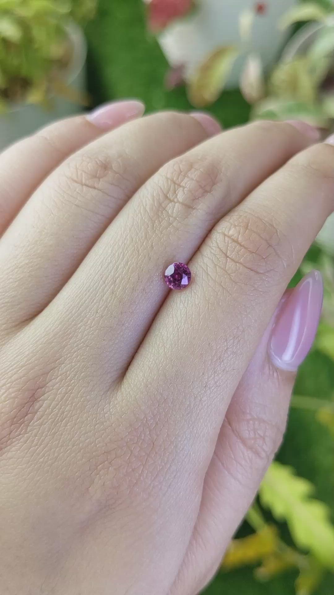 0.52 Ct. Reddish Purple Rhodolite Garnet from Ceylon (Sri Lanka) Size Video