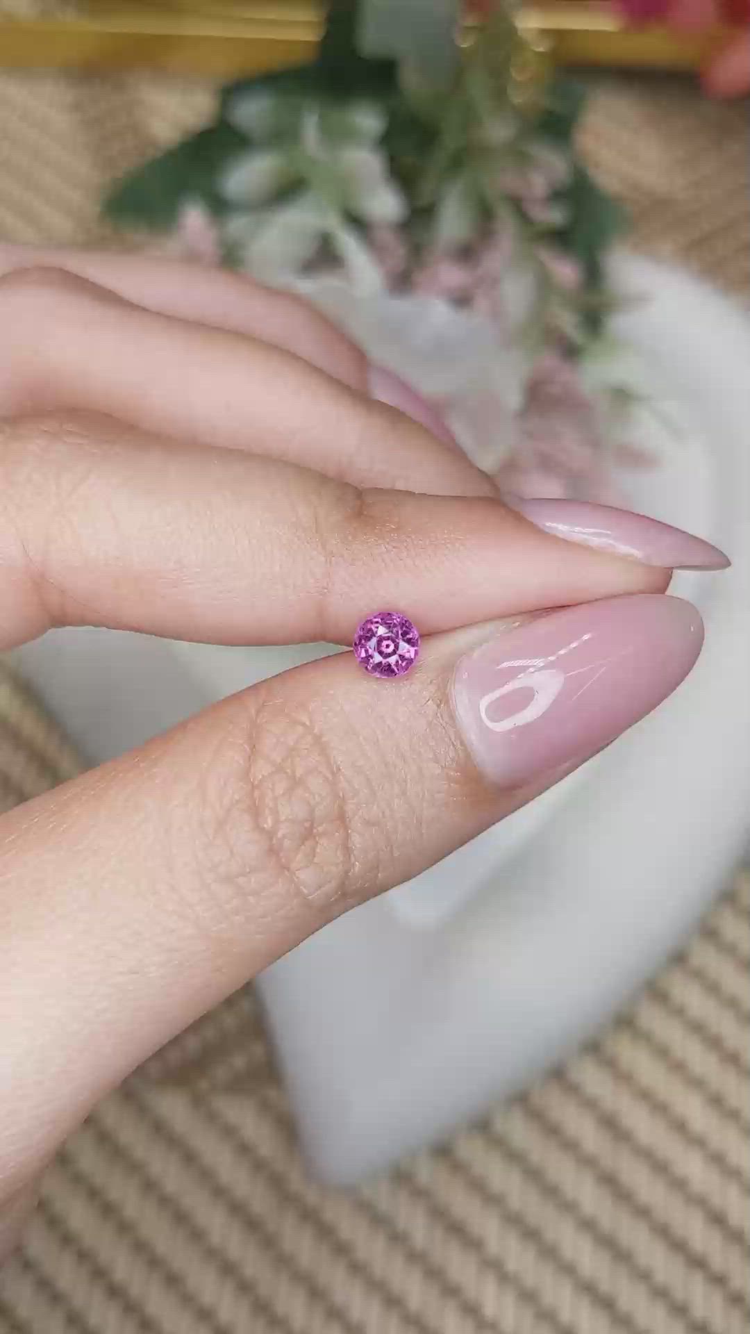 0.52 Ct. Reddish Purple Rhodolite Garnet from Ceylon (Sri Lanka) Size Video