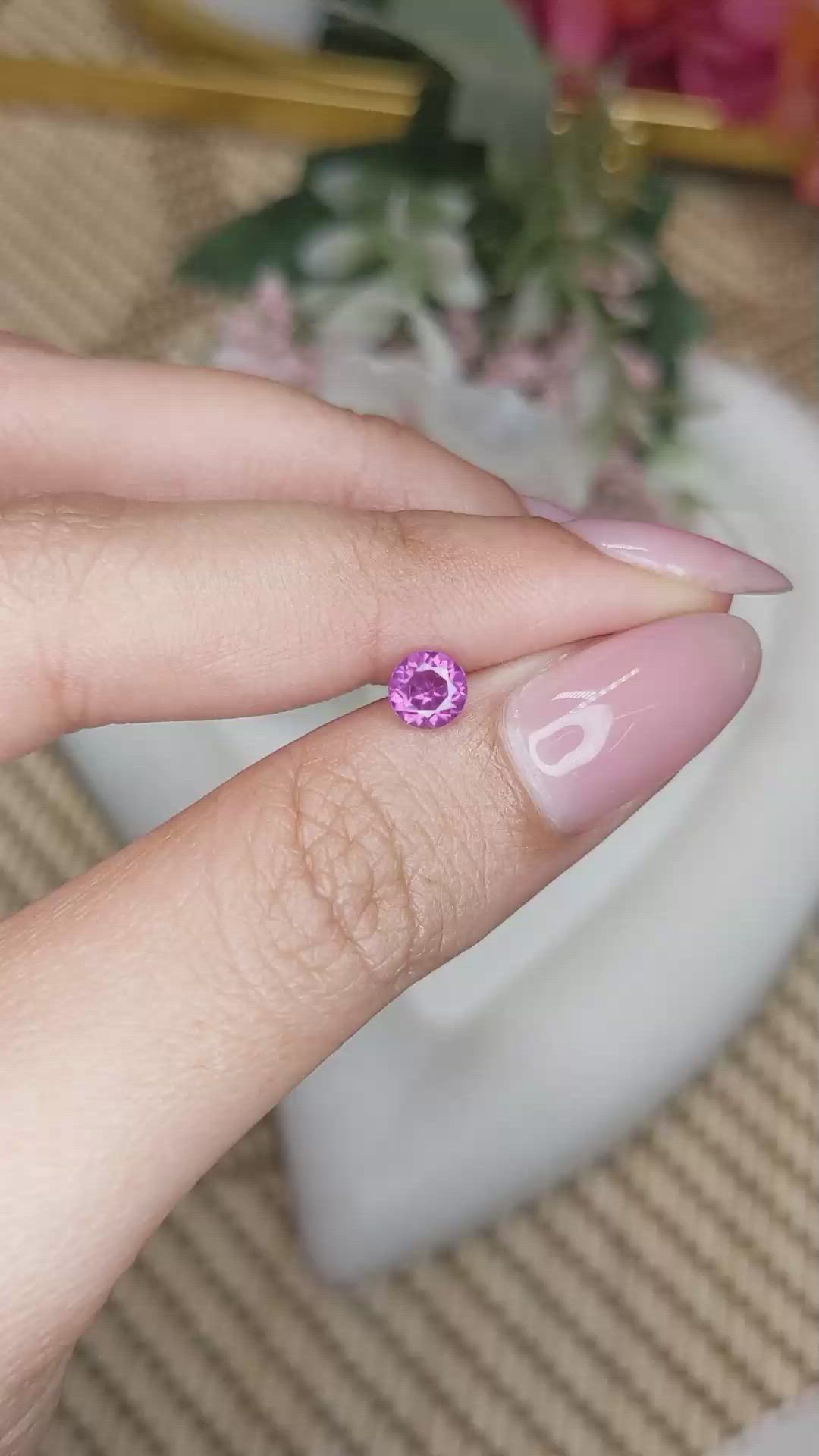0.57 Ct. Pinkish Purple Rhodolite Garnet from Ceylon (Sri Lanka) Size Video