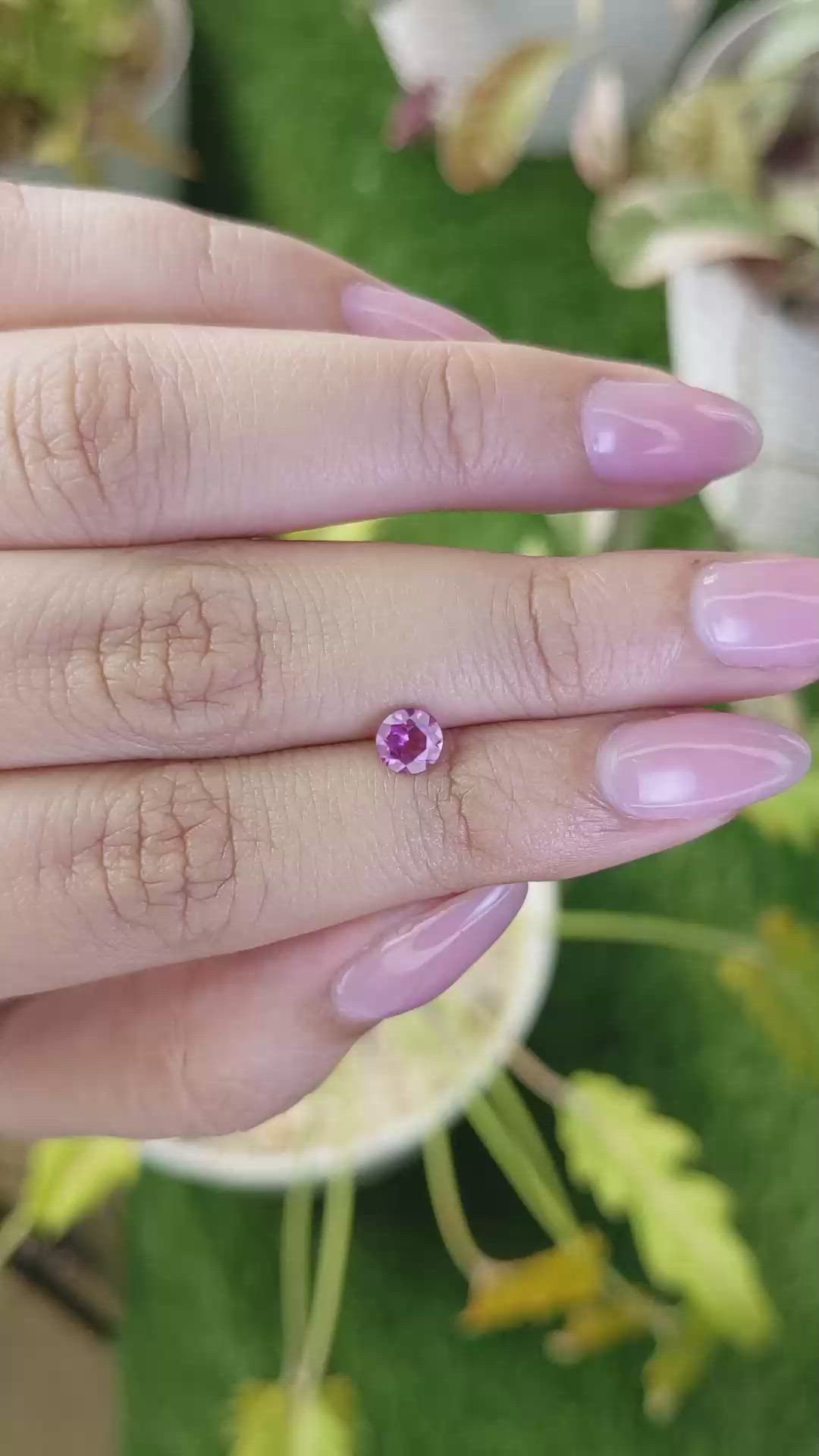 0.57 Ct. Pinkish Purple Rhodolite Garnet from Ceylon (Sri Lanka) Size Video