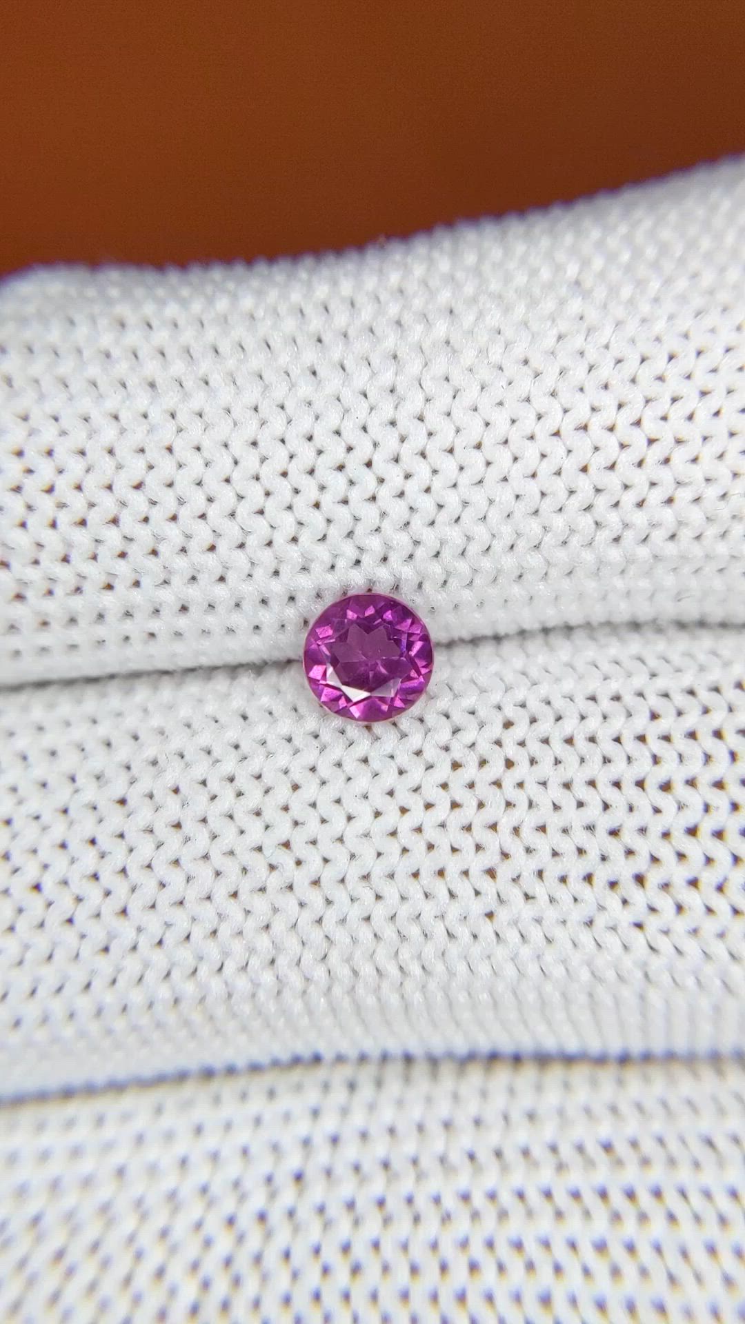 0.57 Ct. Pinkish Purple Rhodolite Garnet from Ceylon (Sri Lanka) Size Video