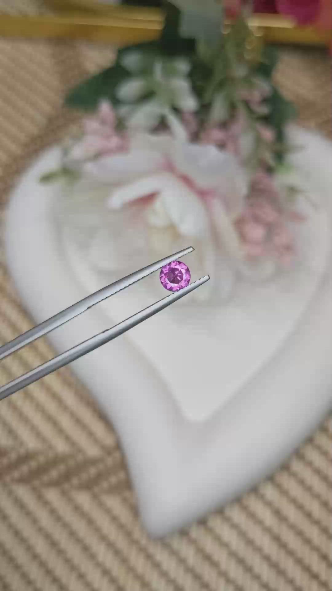 0.57 Ct. Pinkish Purple Rhodolite Garnet from Ceylon (Sri Lanka) Size Video