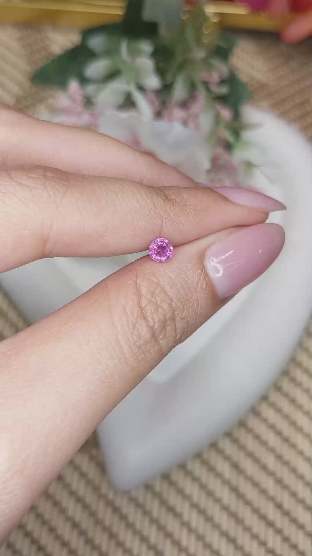 0.43 Ct. Pinkish Purple Rhodolite Garnet from Ceylon (Sri Lanka) Size Video
