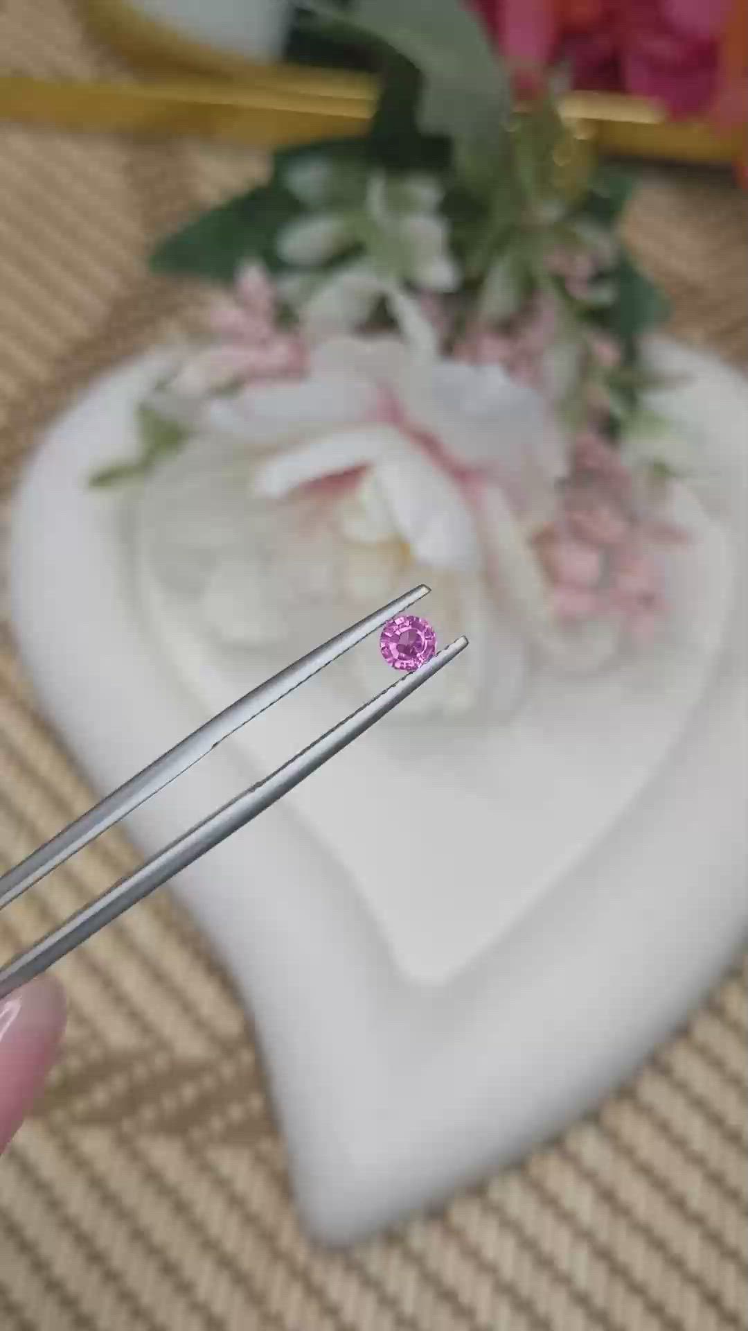 0.43 Ct. Pinkish Purple Rhodolite Garnet from Ceylon (Sri Lanka) Size Video