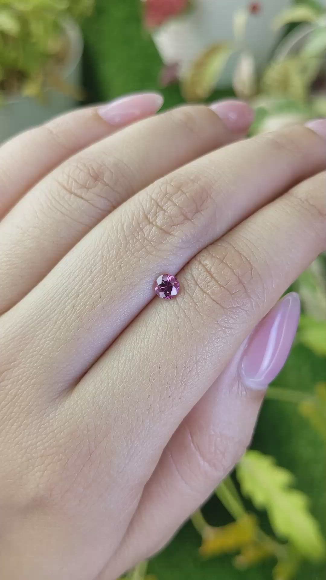 0.38 Ct. Purplish Pink Rhodolite Garnet from Ceylon (Sri Lanka) Size Video