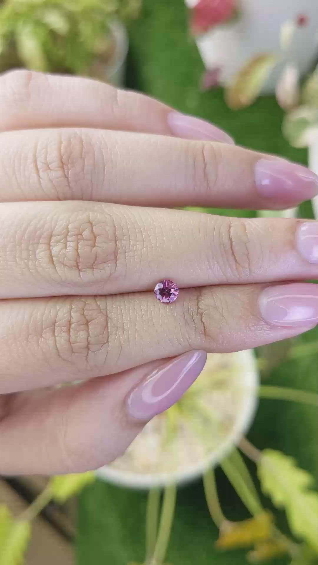 0.38 Ct. Purplish Pink Rhodolite Garnet from Ceylon (Sri Lanka) Size Video
