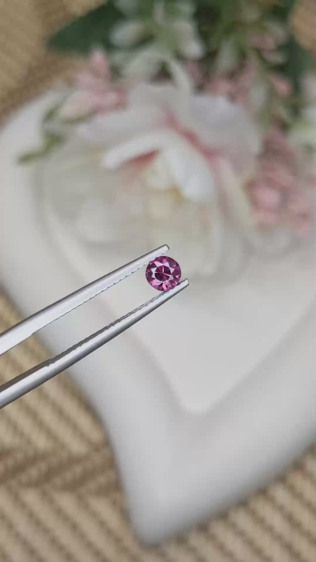 0.38 Ct. Purplish Pink Rhodolite Garnet from Ceylon (Sri Lanka) Size Video
