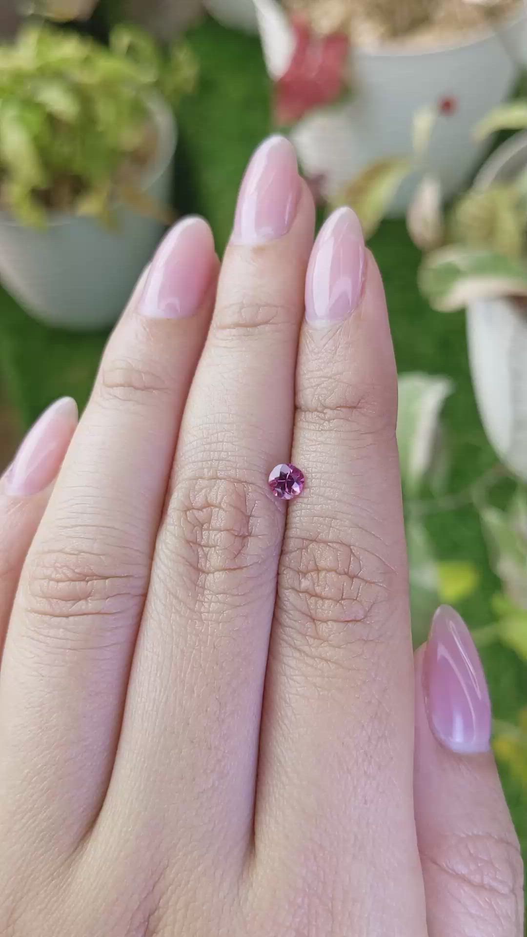 0.38 Ct. Purplish Pink Rhodolite Garnet from Ceylon (Sri Lanka) Size Video