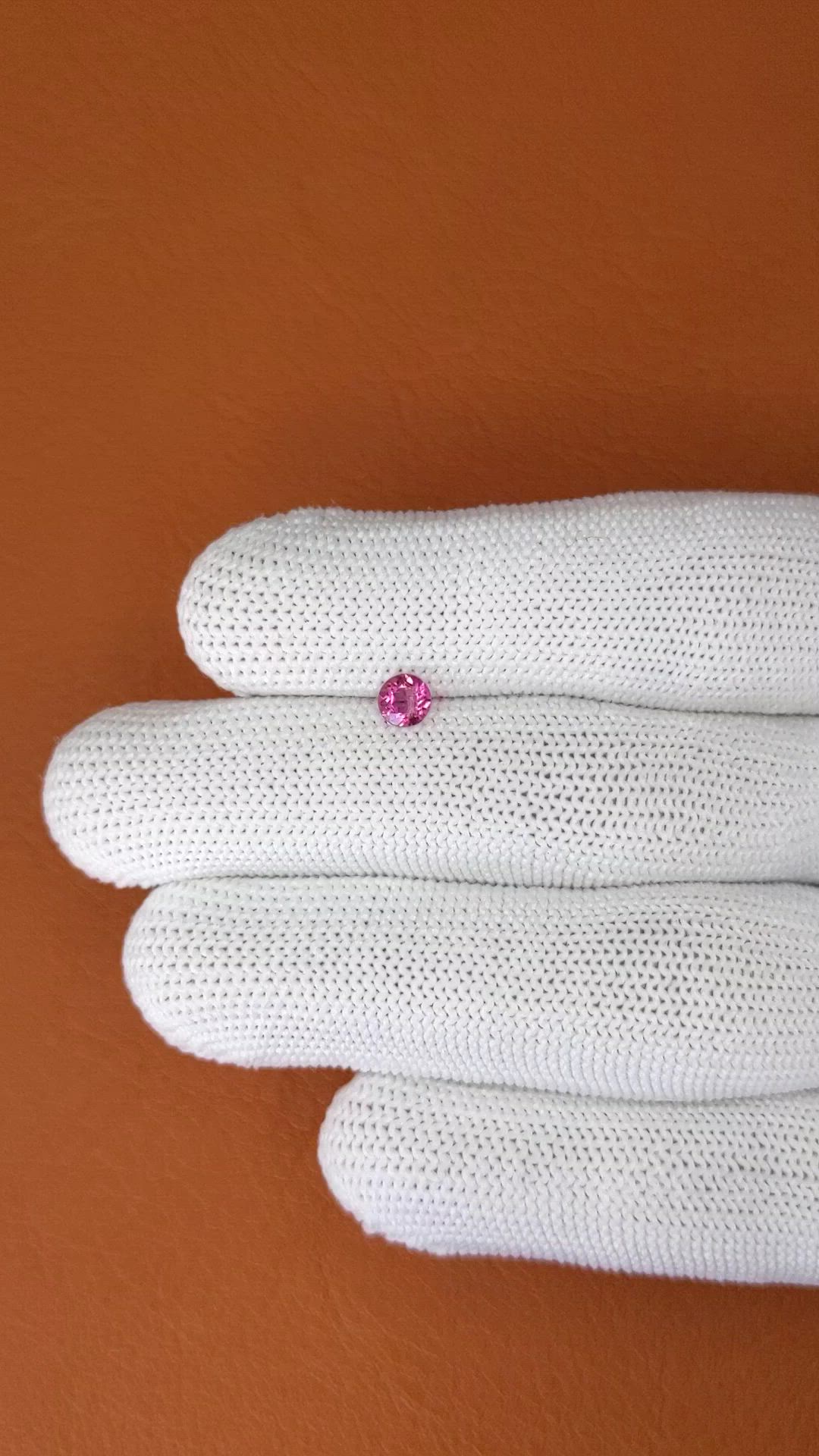 0.34 Ct. Purplish Pink Rhodolite Garnet from Ceylon (Sri Lanka) Size Video