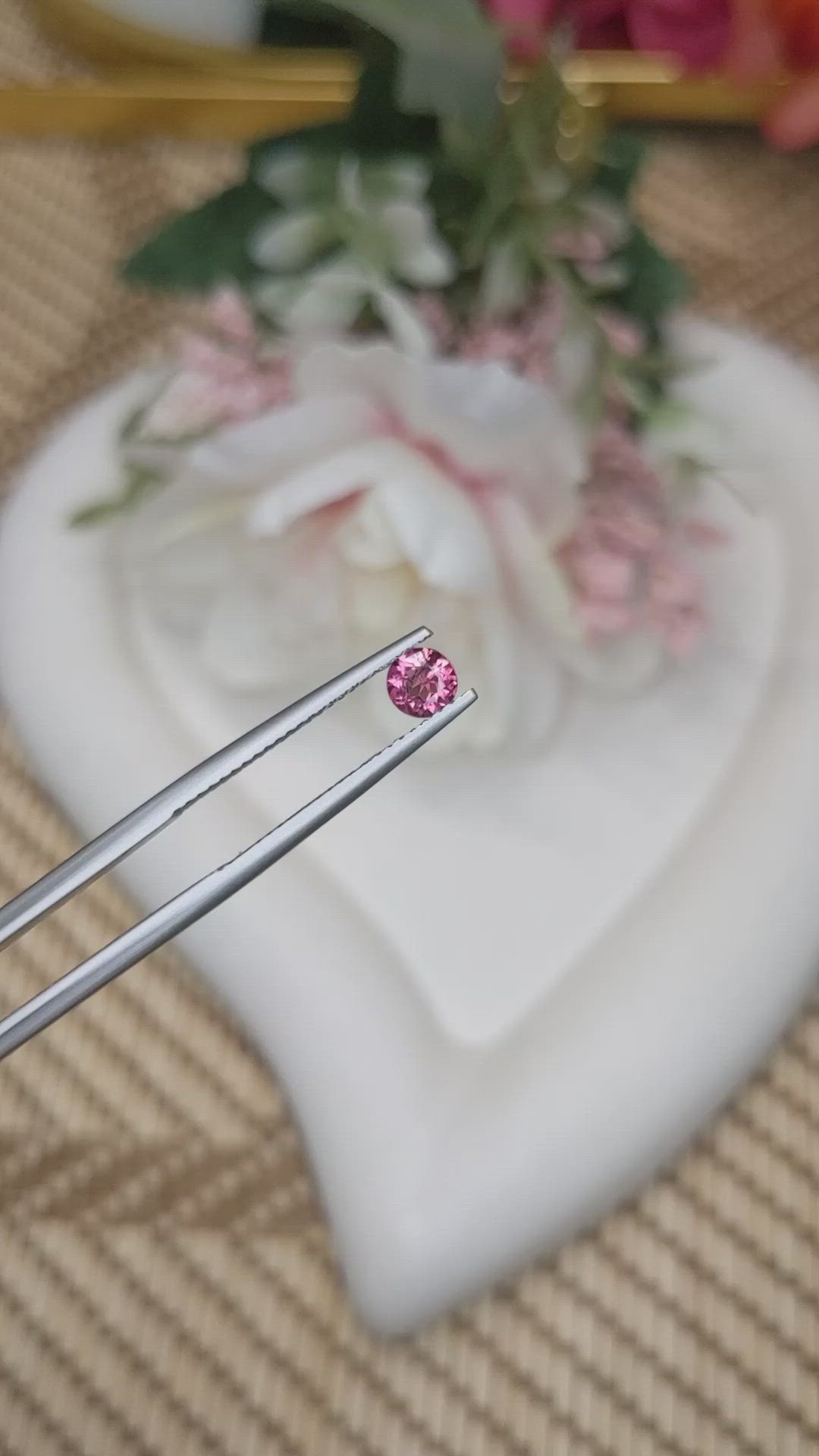0.34 Ct. Purplish Pink Rhodolite Garnet from Ceylon (Sri Lanka) Size Video