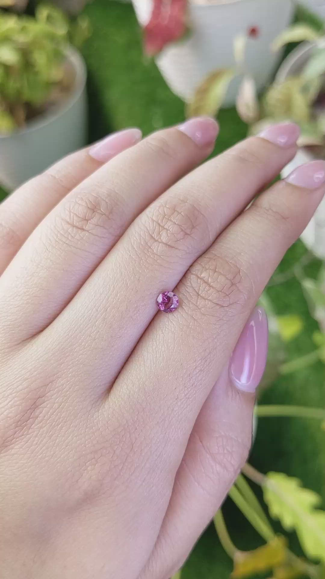 0.34 Ct. Purplish Pink Rhodolite Garnet from Ceylon (Sri Lanka) Size Video