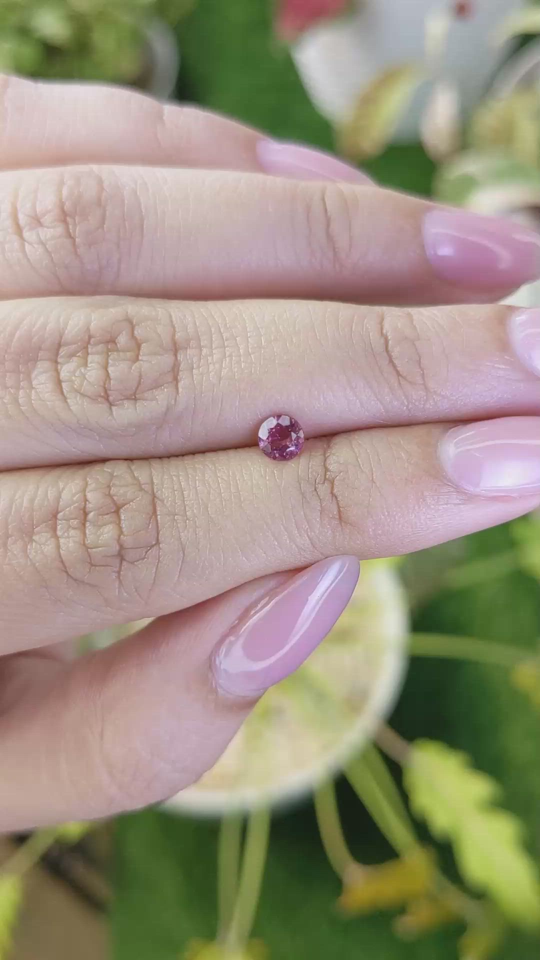 0.34 Ct. Purplish Pink Rhodolite Garnet from Ceylon (Sri Lanka) Size Video