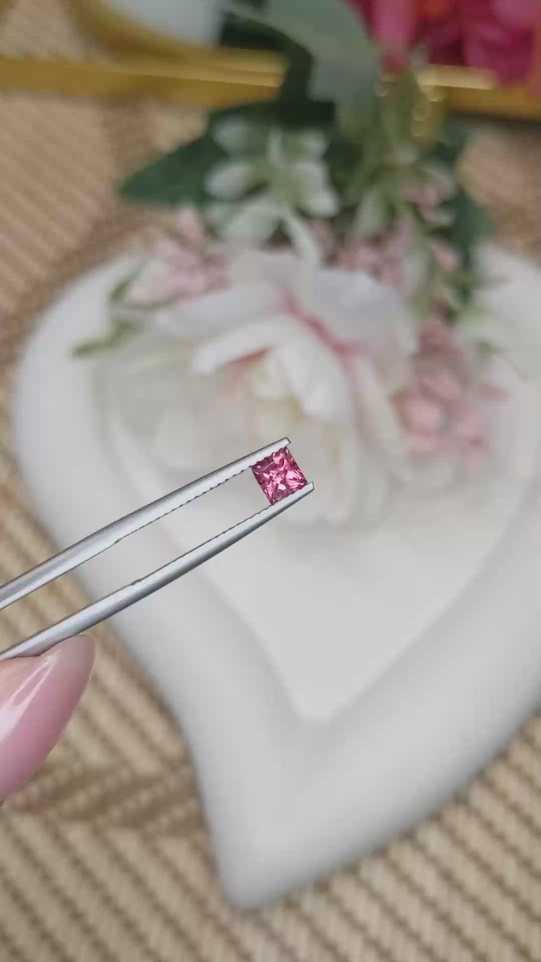 0.44 Ct. Purplish Pink Rhodolite Garnet from Ceylon (Sri Lanka) Size Video