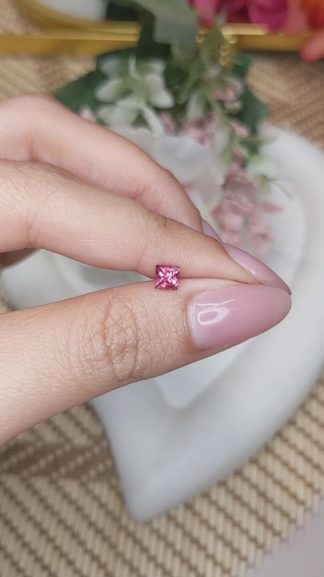 0.44 Ct. Purplish Pink Rhodolite Garnet from Ceylon (Sri Lanka) Size Video
