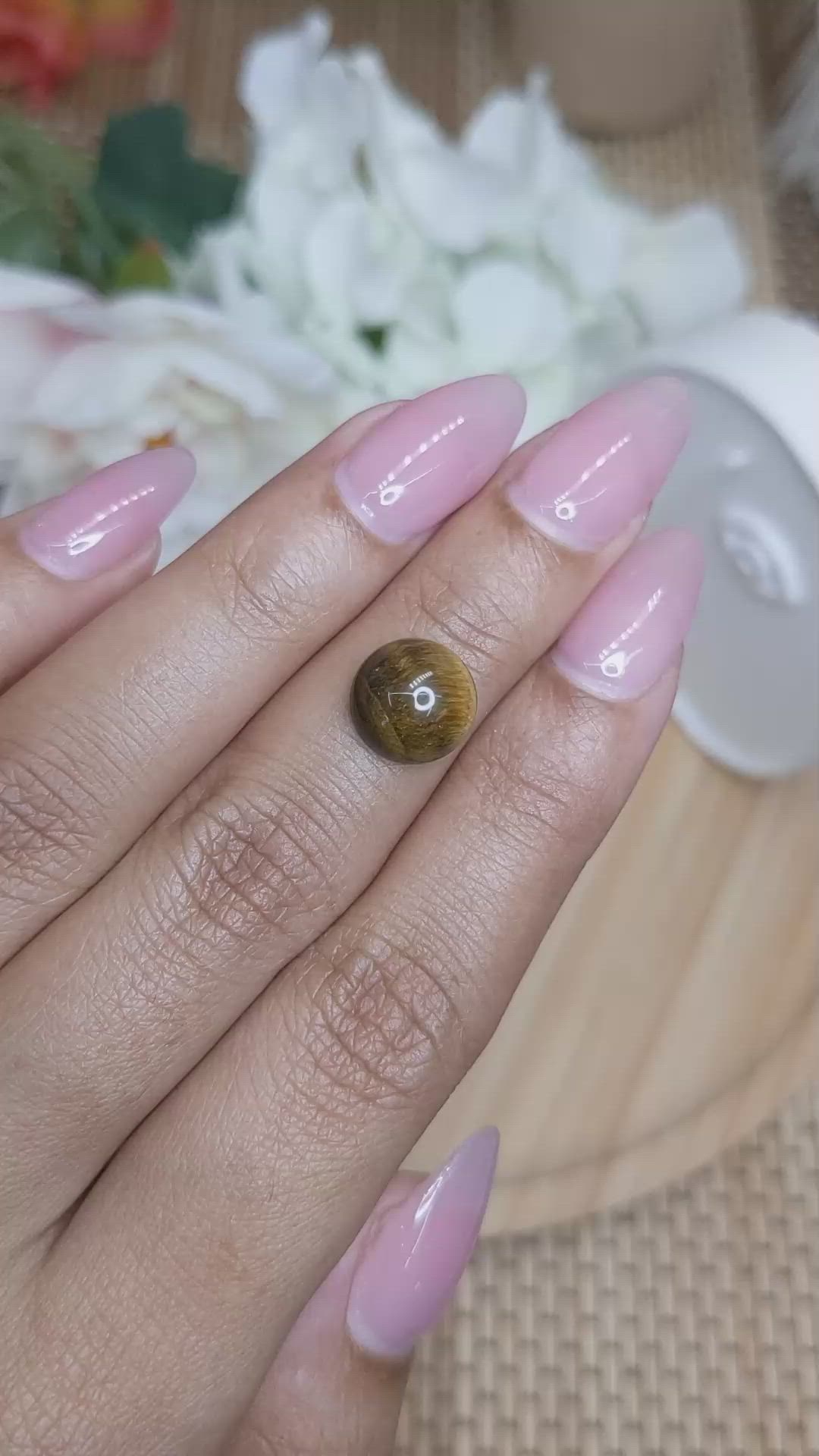 4.24 Ct. Cabochon Tiger's Eye from Ceylon (Sri Lanka) Size Video
