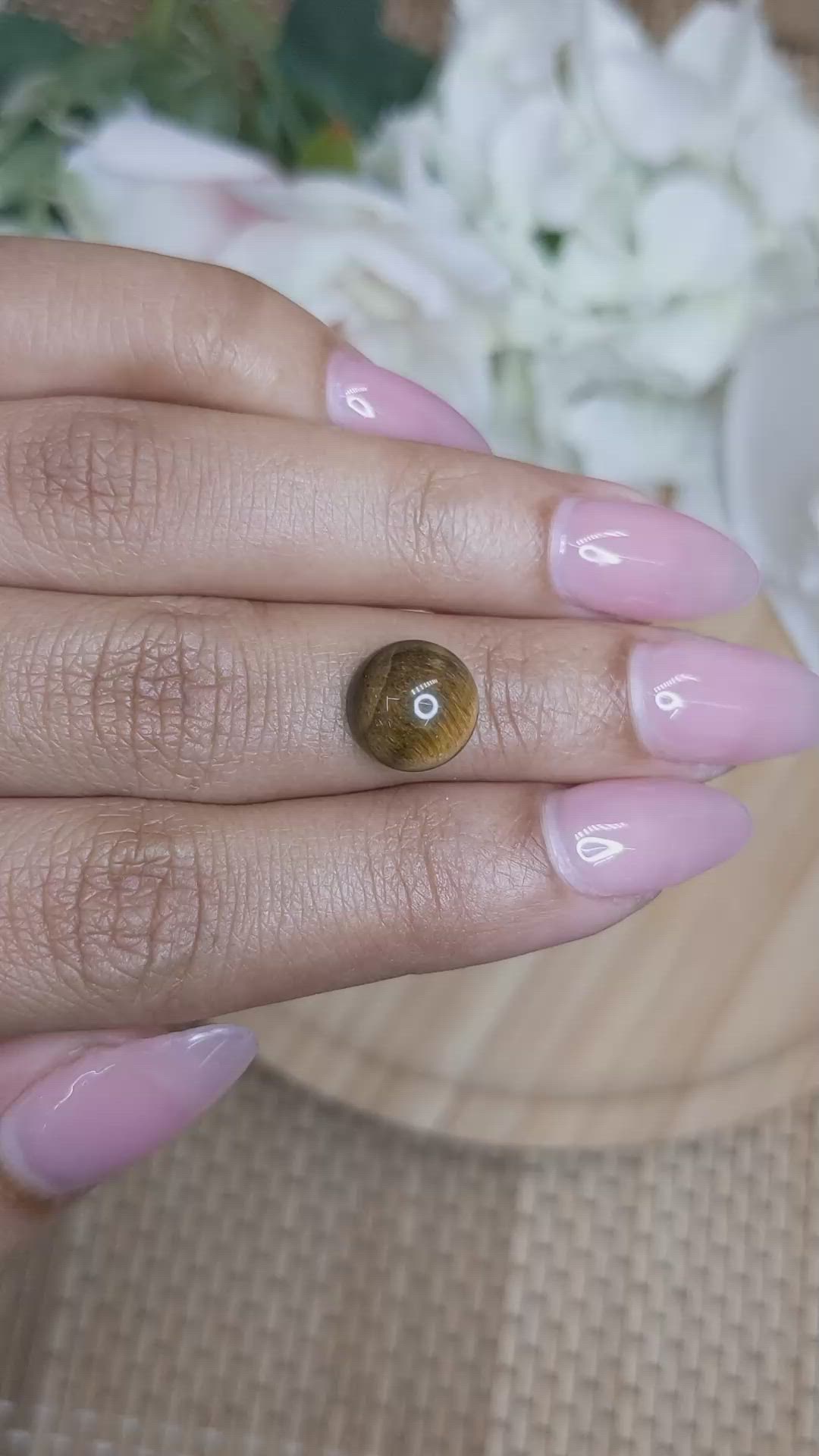 4.24 Ct. Cabochon Tiger's Eye from Ceylon (Sri Lanka) Size Video