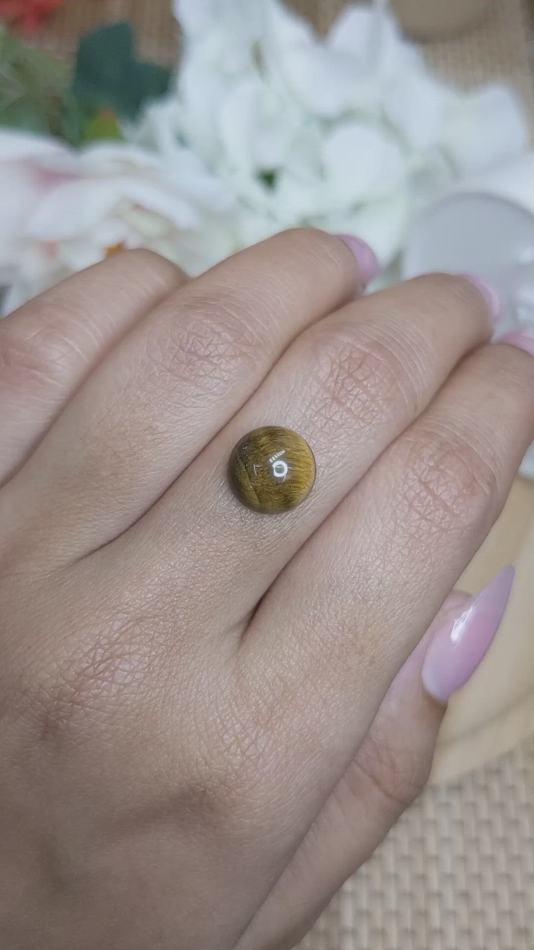 4.24 Ct. Cabochon Tiger's Eye from Ceylon (Sri Lanka) Size Video