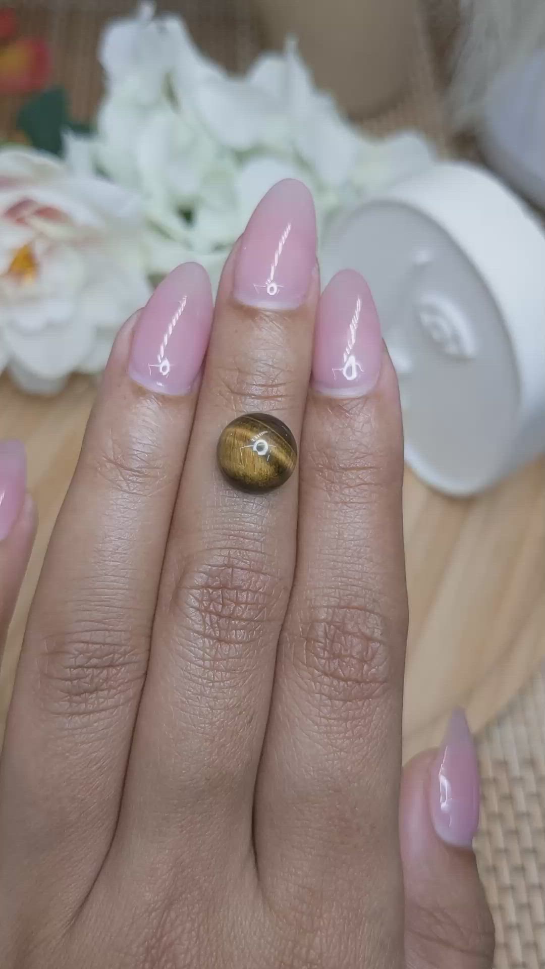 4.31 Ct. Cabochon Tiger's Eye from Ceylon (Sri Lanka) Size Video