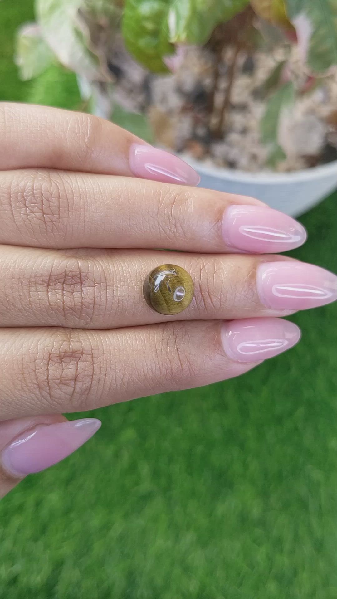 4.43 Ct. Cabochon Tiger's Eye from Ceylon (Sri Lanka) Size Video