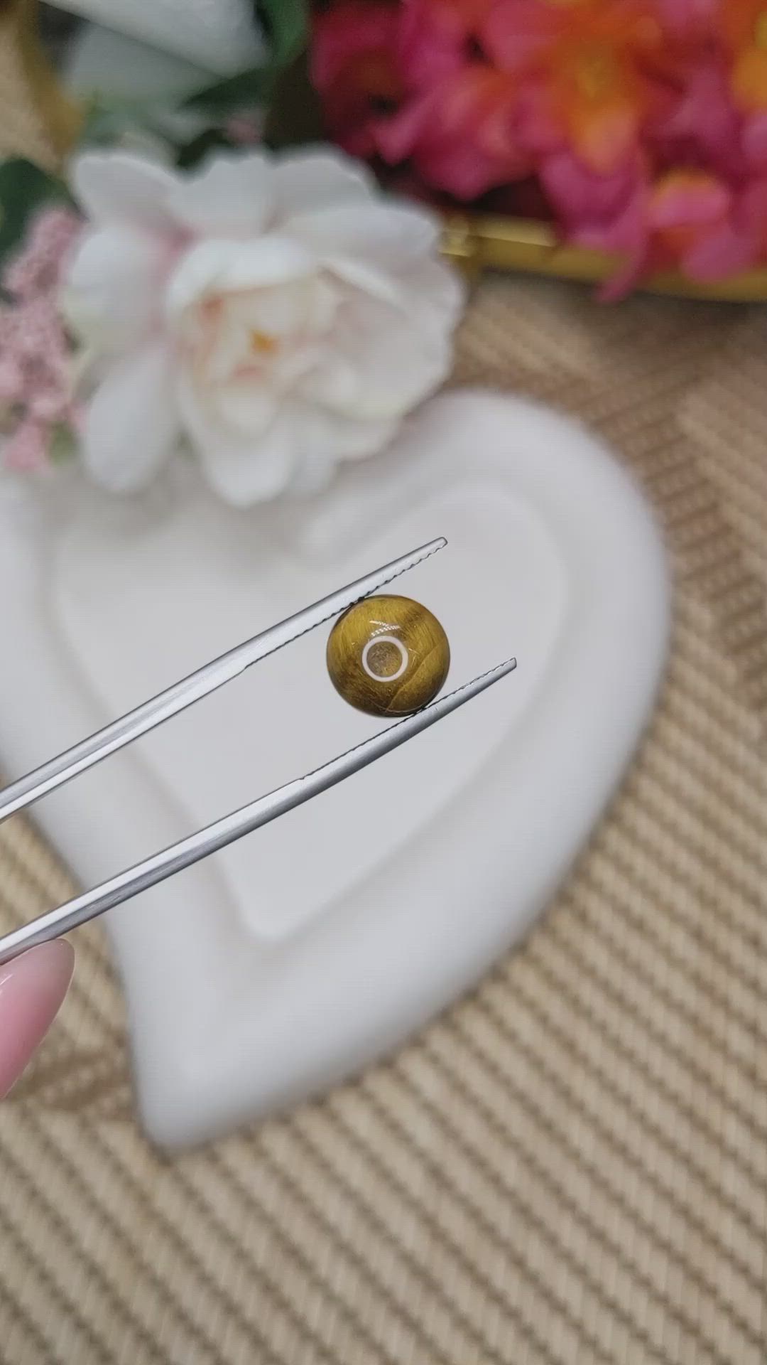 4.43 Ct. Cabochon Tiger's Eye from Ceylon (Sri Lanka) Size Video