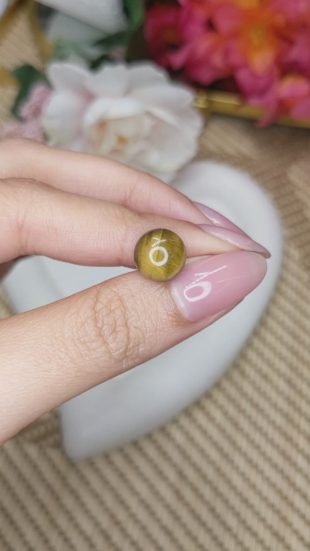 4.44 Ct. Cabochon Tiger's Eye from Ceylon (Sri Lanka) Size Video