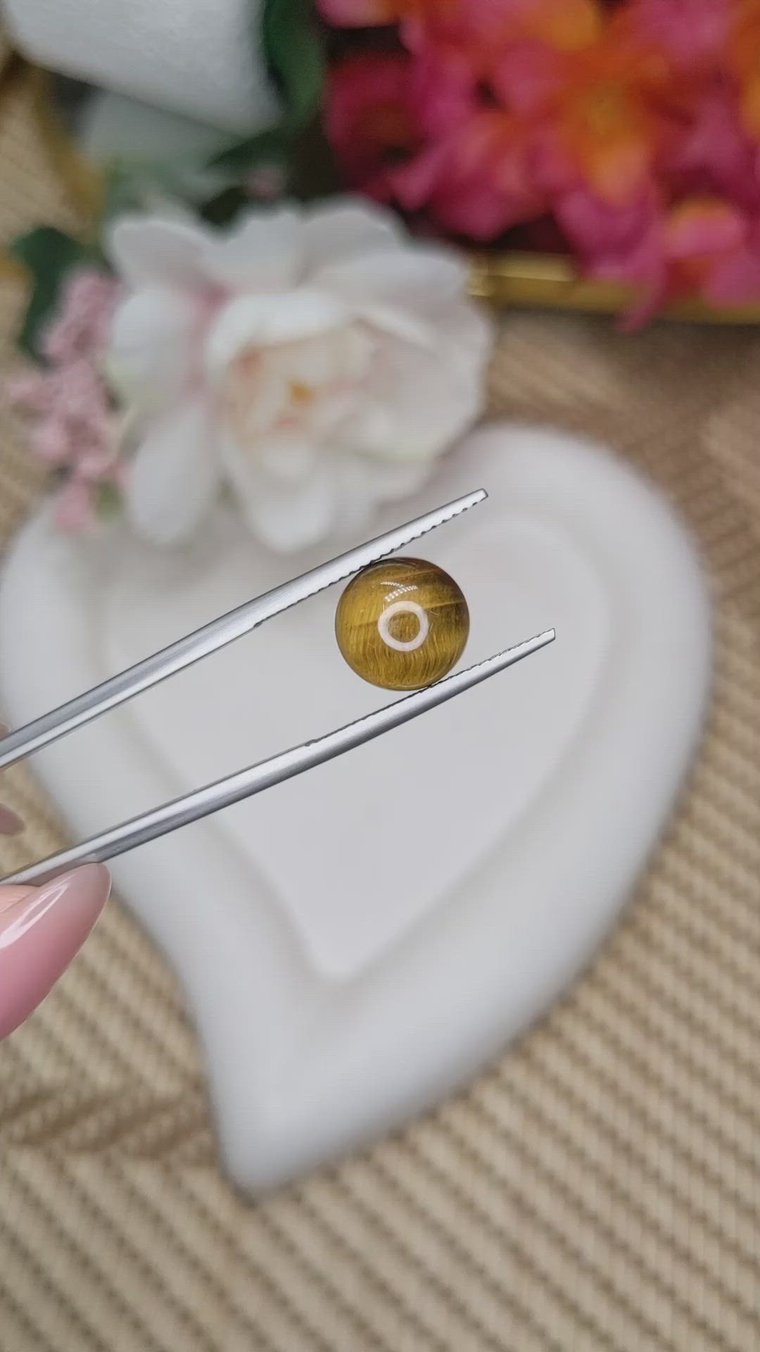 4.44 Ct. Cabochon Tiger's Eye from Ceylon (Sri Lanka) Size Video