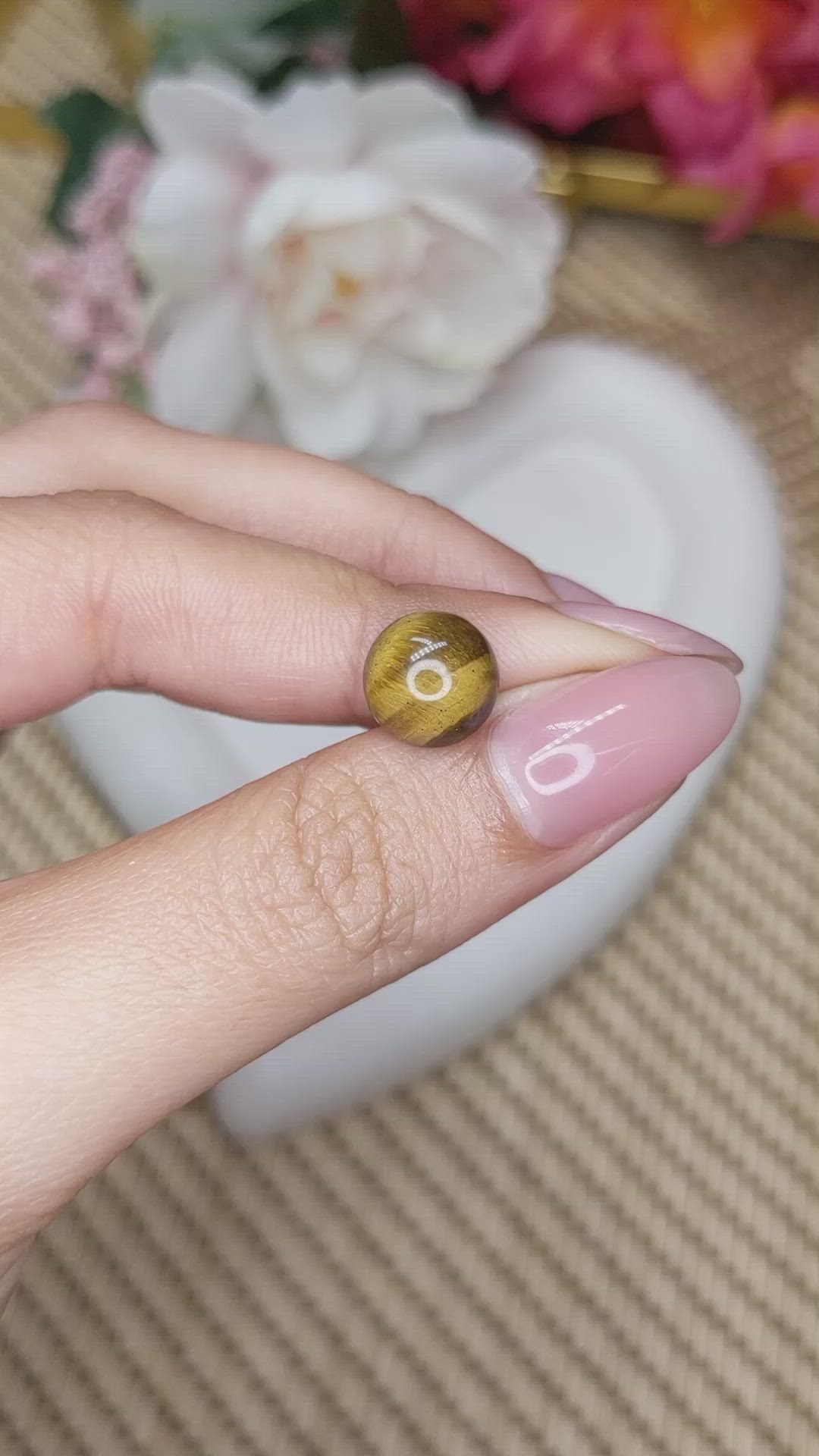 4.45 Ct. Cabochon Tiger's Eye from Ceylon (Sri Lanka) Size Video