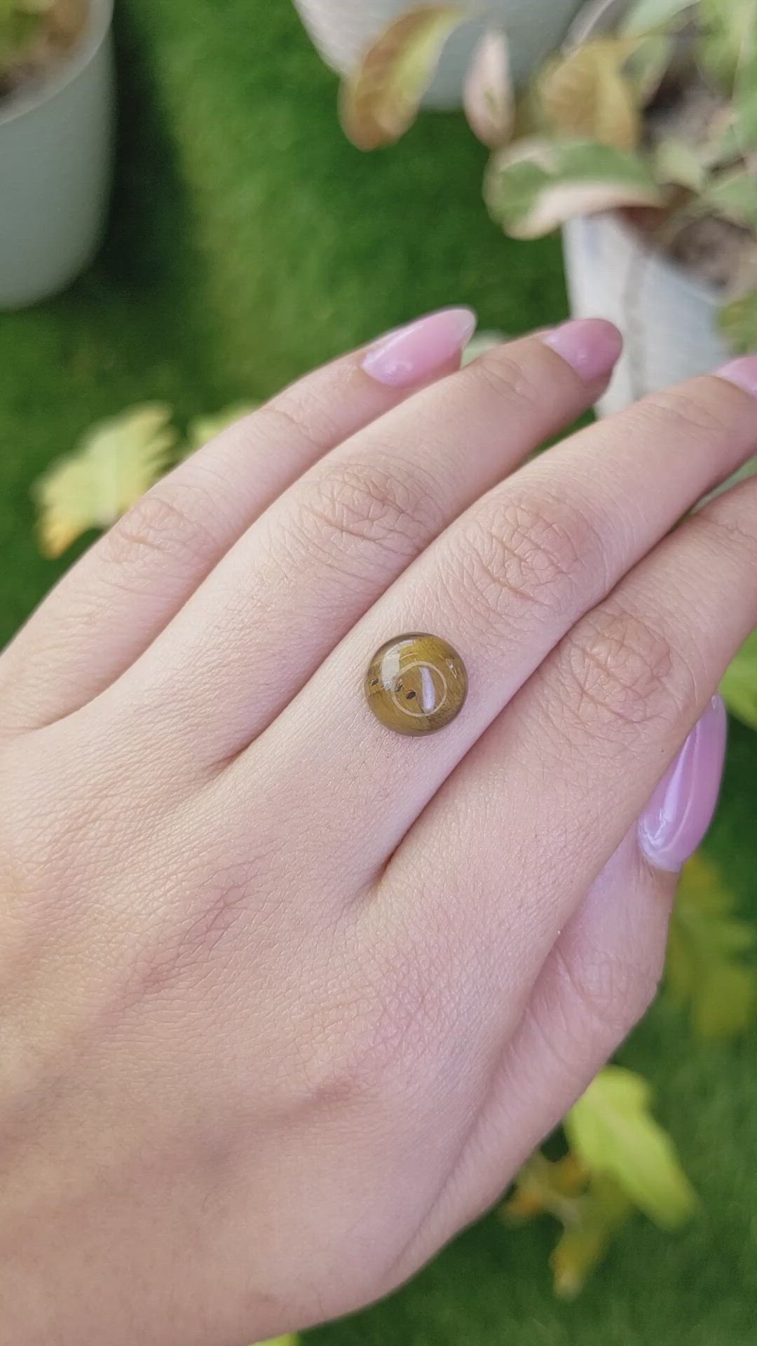 4.51 Ct. Cabochon Tiger's Eye from Ceylon (Sri Lanka) Size Video