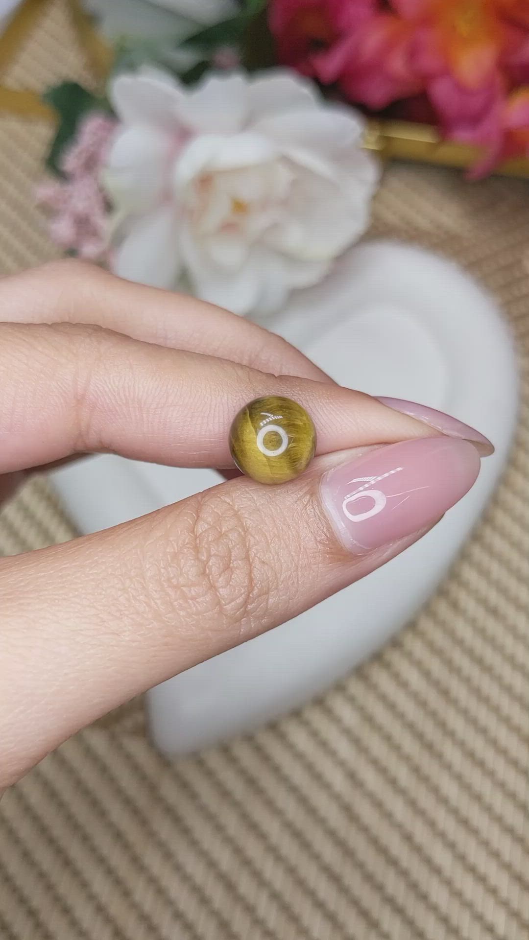 4.53 Ct. Cabochon Tiger's Eye from Ceylon (Sri Lanka) Size Video