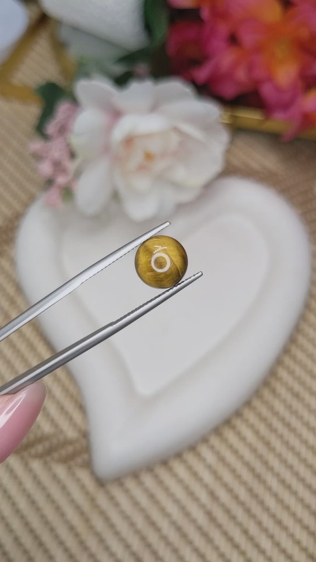 4.53 Ct. Cabochon Tiger's Eye from Ceylon (Sri Lanka) Size Video