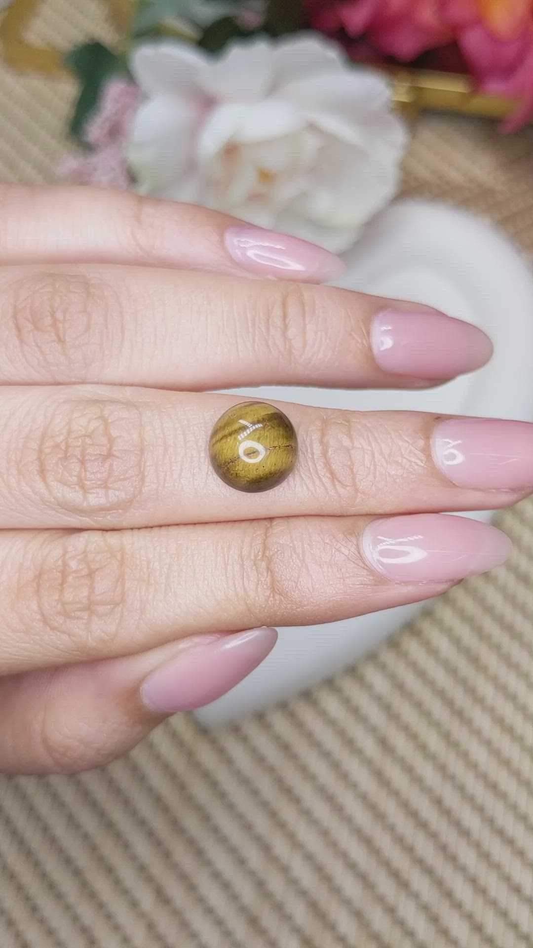 4.61 Ct. Cabochon Tiger's Eye from Ceylon (Sri Lanka) Size Video