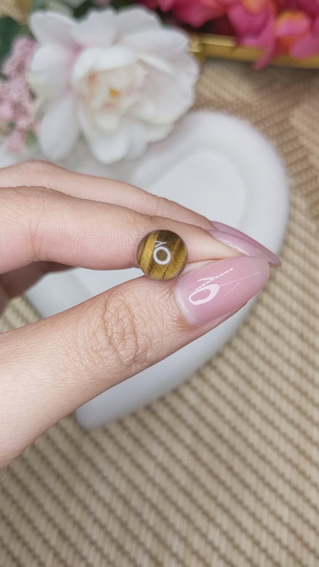 4.61 Ct. Cabochon Tiger's Eye from Ceylon (Sri Lanka) Size Video