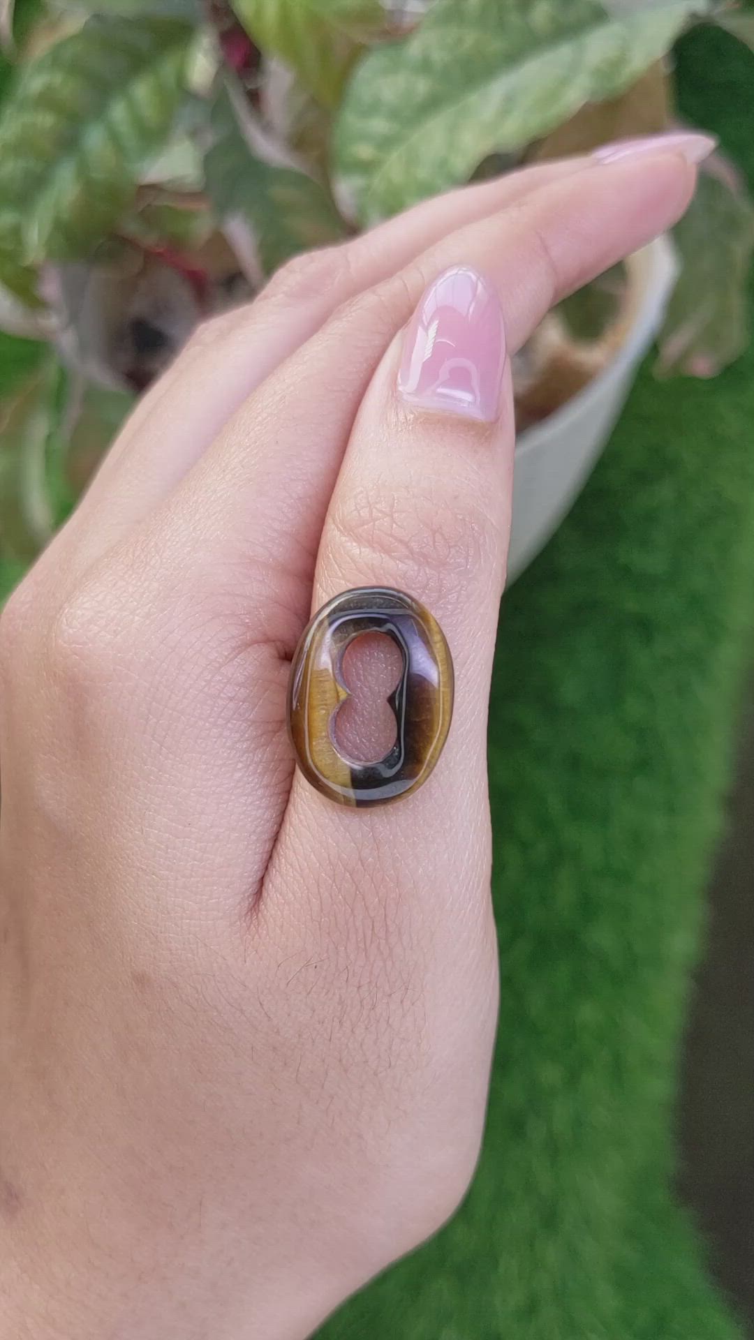 9.72 Ct. Cabochon Tiger's Eye from Ceylon (Sri Lanka) Size Video