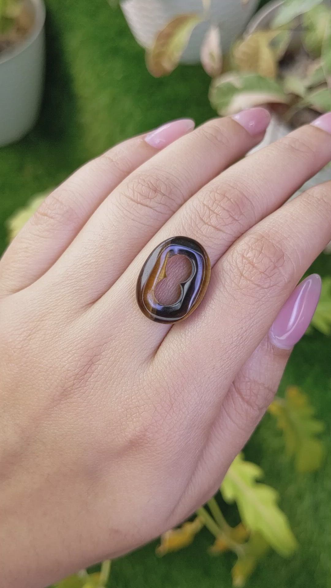 9.72 Ct. Cabochon Tiger's Eye from Ceylon (Sri Lanka) Size Video