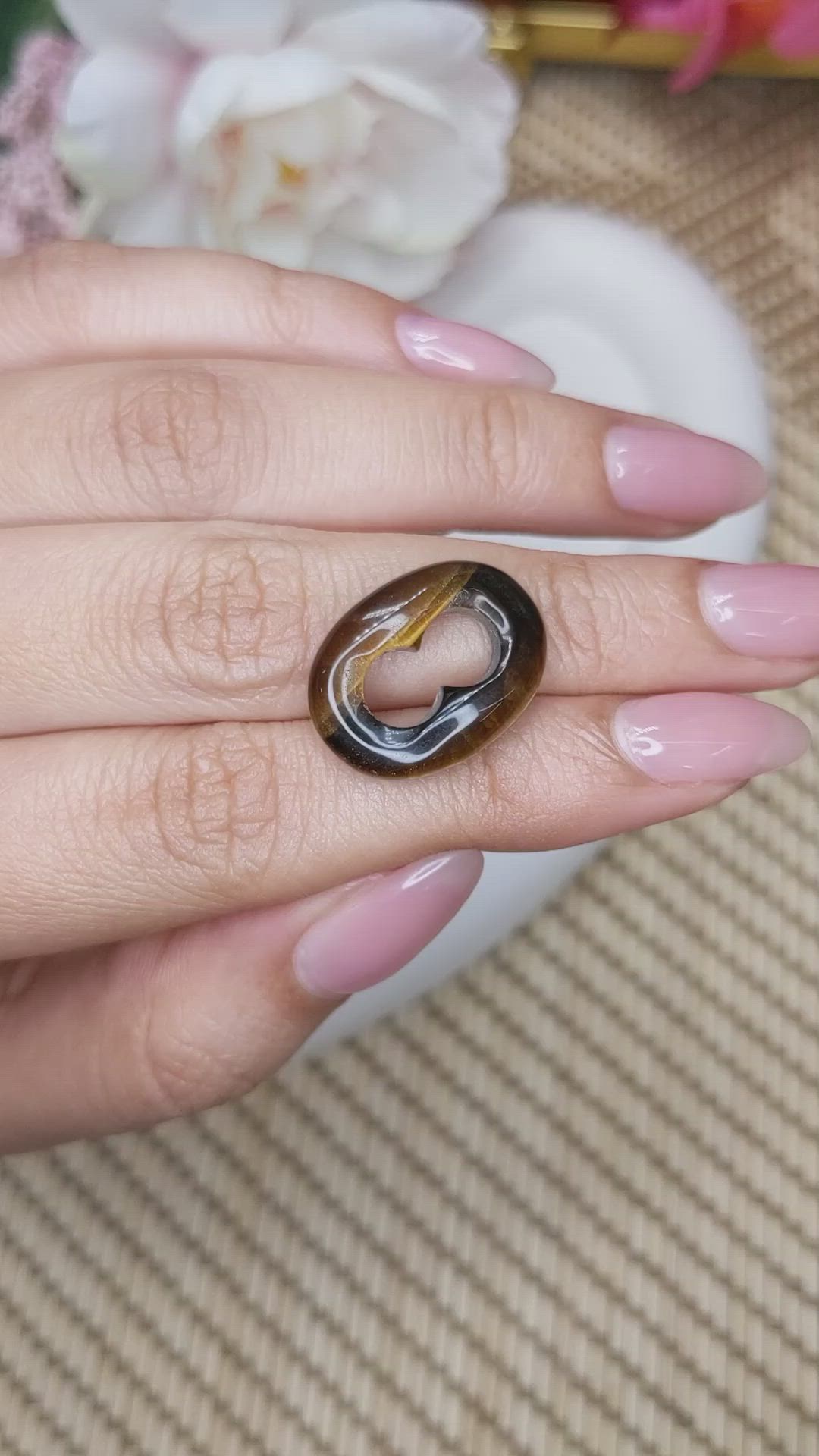 9.72 Ct. Cabochon Tiger's Eye from Ceylon (Sri Lanka) Size Video